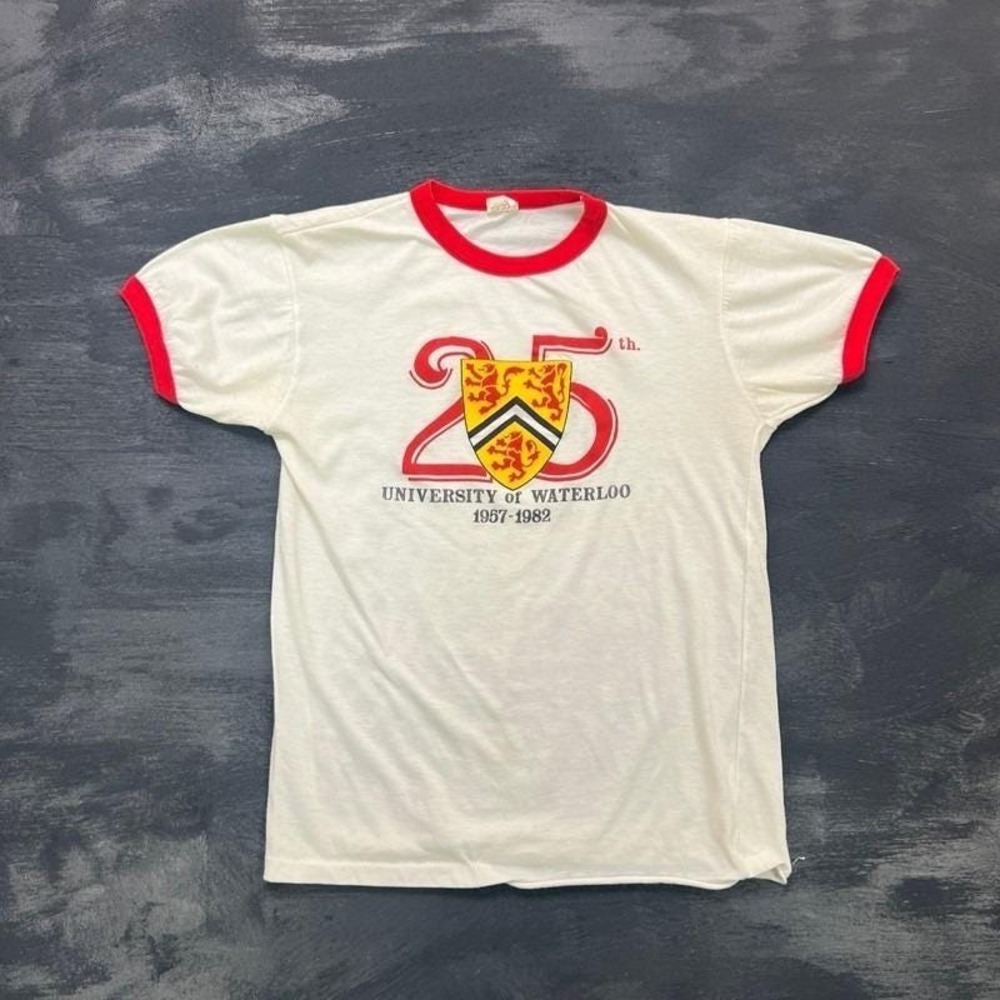Vintage University Of Waterloo Shirt Men's Small White 1980s